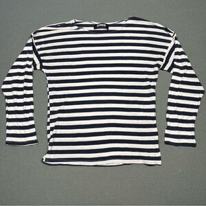 Reformation Navy and White Striped Top